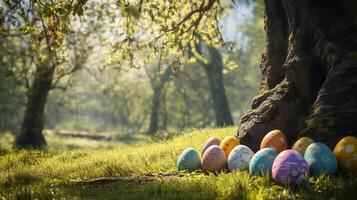 Easter eggs under the old oak tree. 12 photo