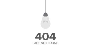 Light bulb and 404 error message, ideal for website design to convey error pages in a visually appealing way. video