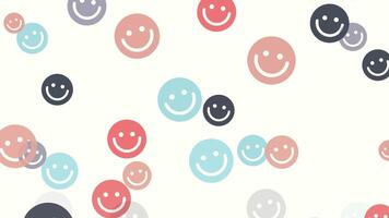Animated social media smile emojis flying and moving upwards. Engaging and dynamic motion graphics perfect for live streams, content, reactions, interactive posts. Fun, colorful, eye catching video