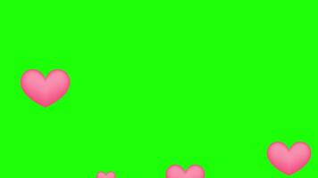 Happy valentine day congratulation with pink 3d heart shapes flying with green screen chroma key vertical backgrounds video