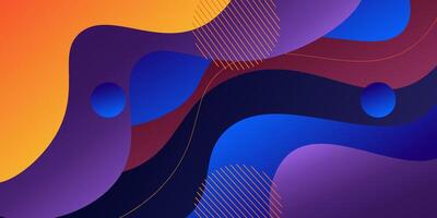 Trendy premium colorful wavy abstract background with soft blue red purple orange gradient in the background. Eps10 vector