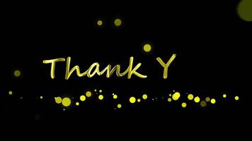 Animated Thank you handwriting golden with particle shiny background video
