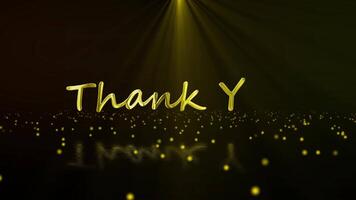 Animated thank you handwriting text gold with light rays particle background video