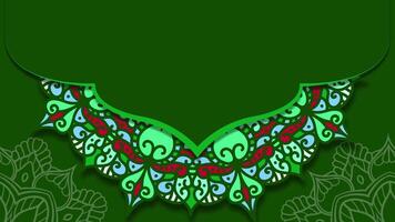 3d ramadan kareem concept with hanging lanterns decoration on green background banner template design with green rectangle blank space video