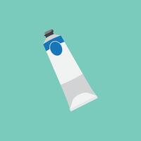 Artist color paint tube isolated on green background, creativity and art concept vector