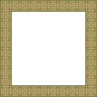 green with gold square gothic ornament. Medieval European rectangle, border. Classic pattern of the Germans, Angles, Saxons, Franks vector