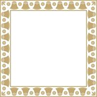golden square Egyptian ornament. Rectangle, frame, ancient Egypt.Pattern of lotus flowers vector