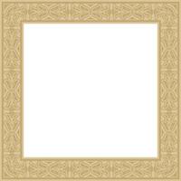 square european gold ornament. Rectangular pattern, circle, ring of the Middle Ages. Revival border vector