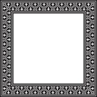 square european black monochrome ornament. Rectangular pattern, circle, ring of the Middle Ages. Revival border. Decorations of palace vector