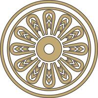 round Assyrian gold and black ornament. Circle, border, frame of Mesopatamia. Pattern, ring of the ancient East. vector