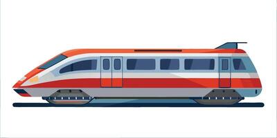 High-speed train, sleek design, red and white color scheme, aerodynamic, modern passenger train, side view, clean lines vector
