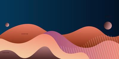 Brown geometric business banner design. Creative banner design with wave and circle shape as template. Simple design on dark blue horizontal banner. Eps10 vector