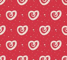 Seamless pattern with heart shaped snake on red background for Valentine's day design vector