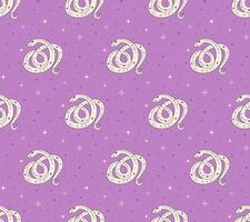 Seamless pattern with snake and abstract stars, stars on purple background vector