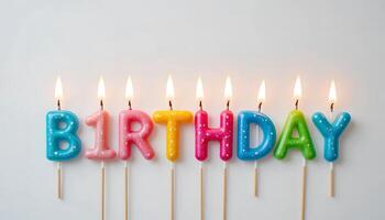 Festive Birthday Candles Bright, Colorful, Isolated on White Background, Perfect for Party photo