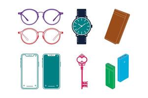 Everyday personal items for digital and design projects. vector
