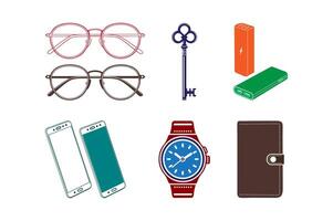 Personal gadgets and daily use items. vector