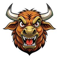 angry bull head with horns white background vector