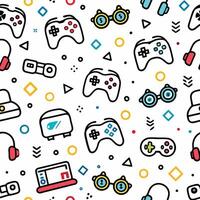 seamless pattern with game controllers and other accessories vector