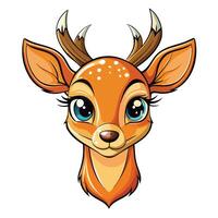 a cartoon deer head with eyes white background vector