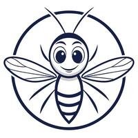 a cartoon bee with a smile on its face white background vector