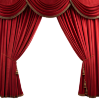 Elegant red curtains with ornate design and tassels suitable for a theater or formal setting png