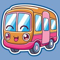 a cartoon bus with a smiley face white background. vector