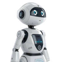 Humanoid robot with expressive eyes and sleek design, showcasing advanced technology in robotics png