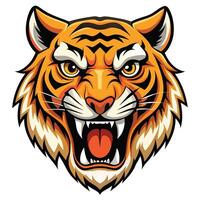 a tiger head with open mouth and open teeth vector