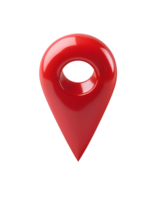 isometric 3d red location pin on isolated background, glossy map marker for navigation and gps, digital geolocation icon, modern travel and direction symbol, wayfinding sign, destination tag png