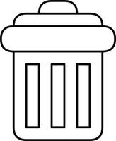 Simple Black and White Trash Bin Icon in Minimalist Style vector