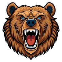 a bear head with its mouth open white background vector