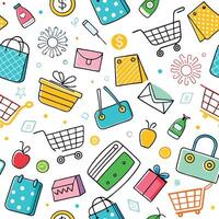 shopping seamless pattern illustration background, vector