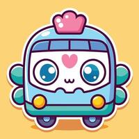 a cute cartoon bus with a heart on its face vector