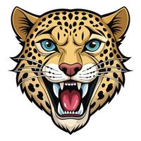 a leopard head with open mouth and open eyes vector