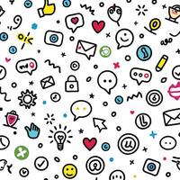seamless pattern with social icons and white background vector