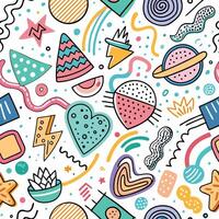 seamless pattern with colorful objects, white background vector