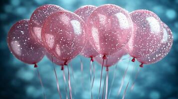 un manojo de transparente globos en pastel colores en un pastel antecedentes. 10 foto