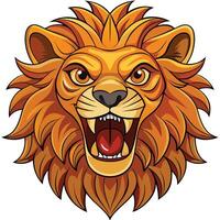 a lion head with its mouth open and teeth showing vector