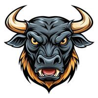an angry bull head with horns, white background vector
