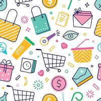 shopping pattern illustration white background vector