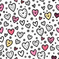 seamless pattern with hearts on white background vector