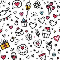 a colorful pattern with hearts and other items vector