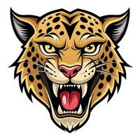 a jaguar head with open mouth and open teeth vector