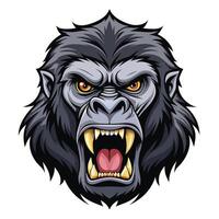 gorilla head with white background vector