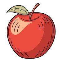 an apple with a leaf it white background vector