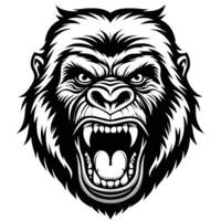 gorilla head with open mouth white background vector