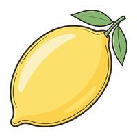 a lemon with leaves on it is shown vector