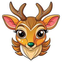 a cartoon deer head with horns white background vector
