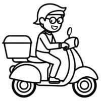 a man on a scooter with a box on the back vector